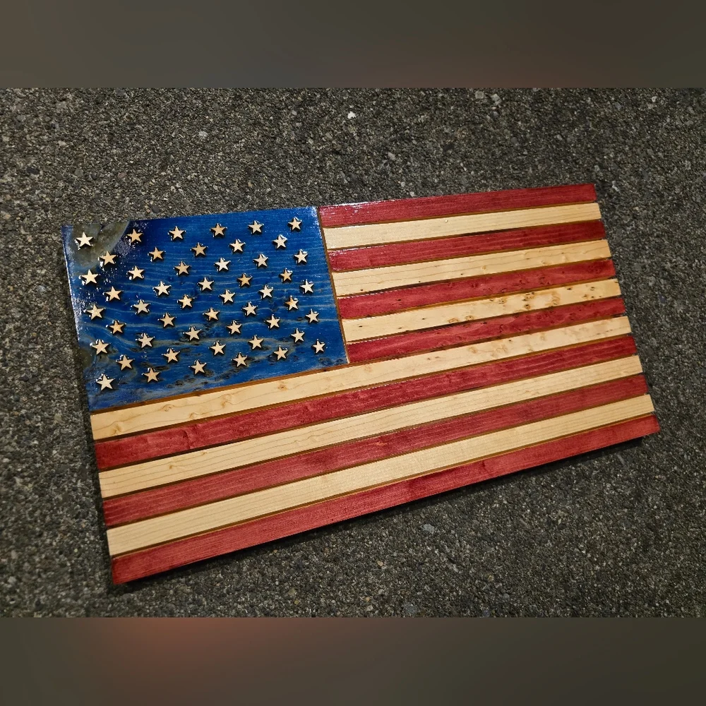 Rustic American Flag Wooden Wall Art